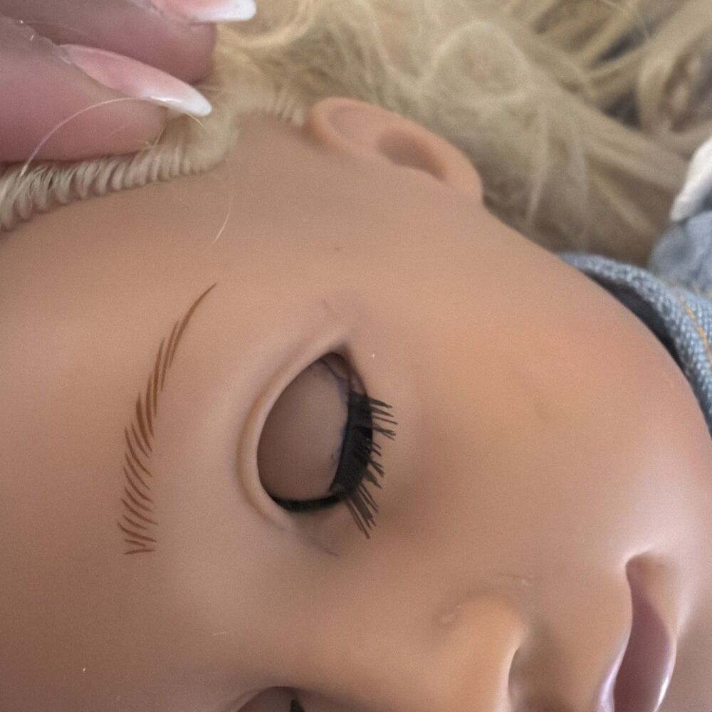 Our Generation Phoebe Hair Grow Doll 18” Blonde Hair Blue Eyes Denim Vest Dress - Picture 11 of 13